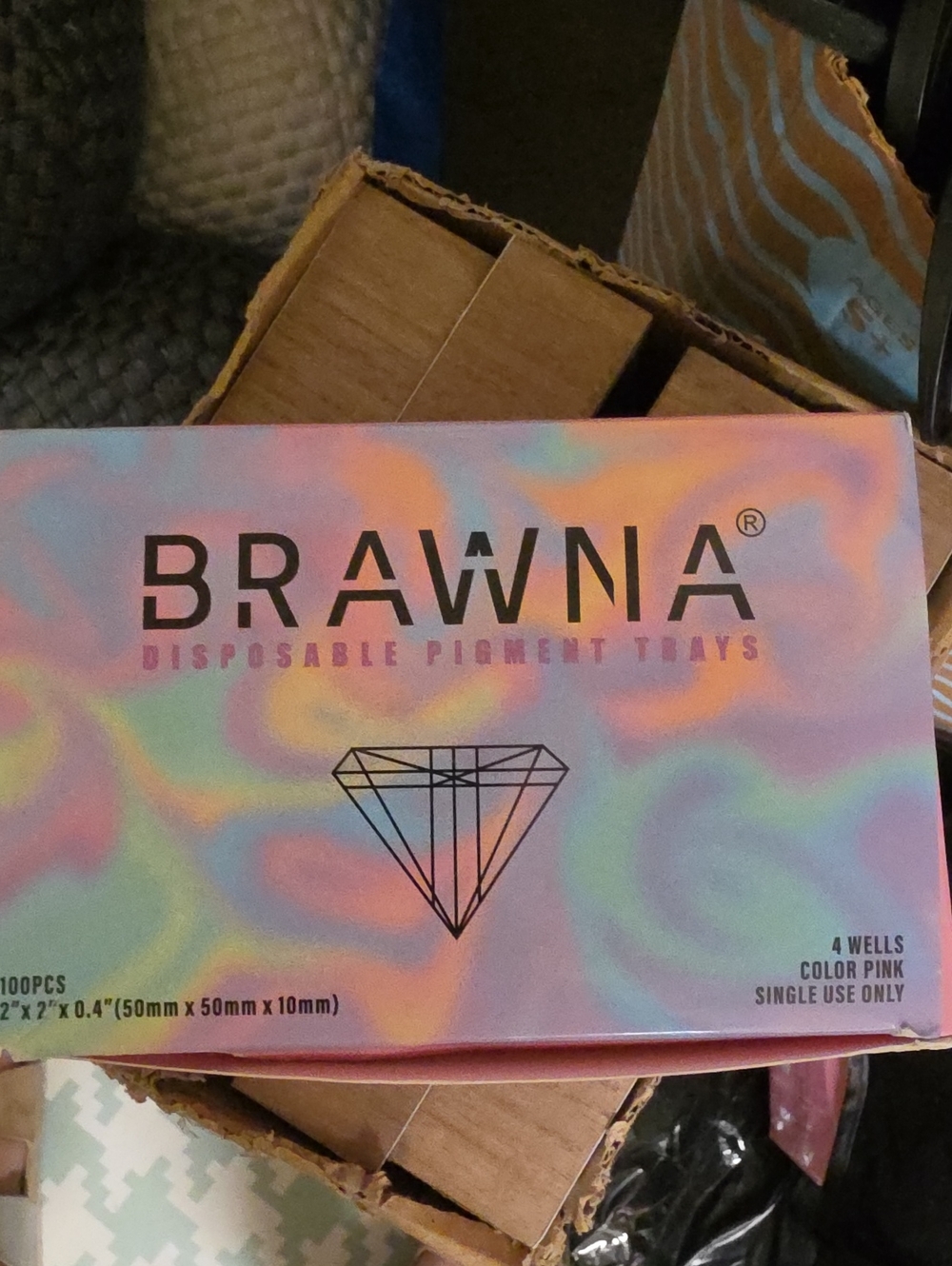 New 100 Brawna Disposable Pigment Trays - Pink